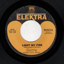 RARE 1ST LABEL-ROCK-DOORS-ELEKTRA 45615-LIGHT MY FIRE/THE CRYSTAL SHIP