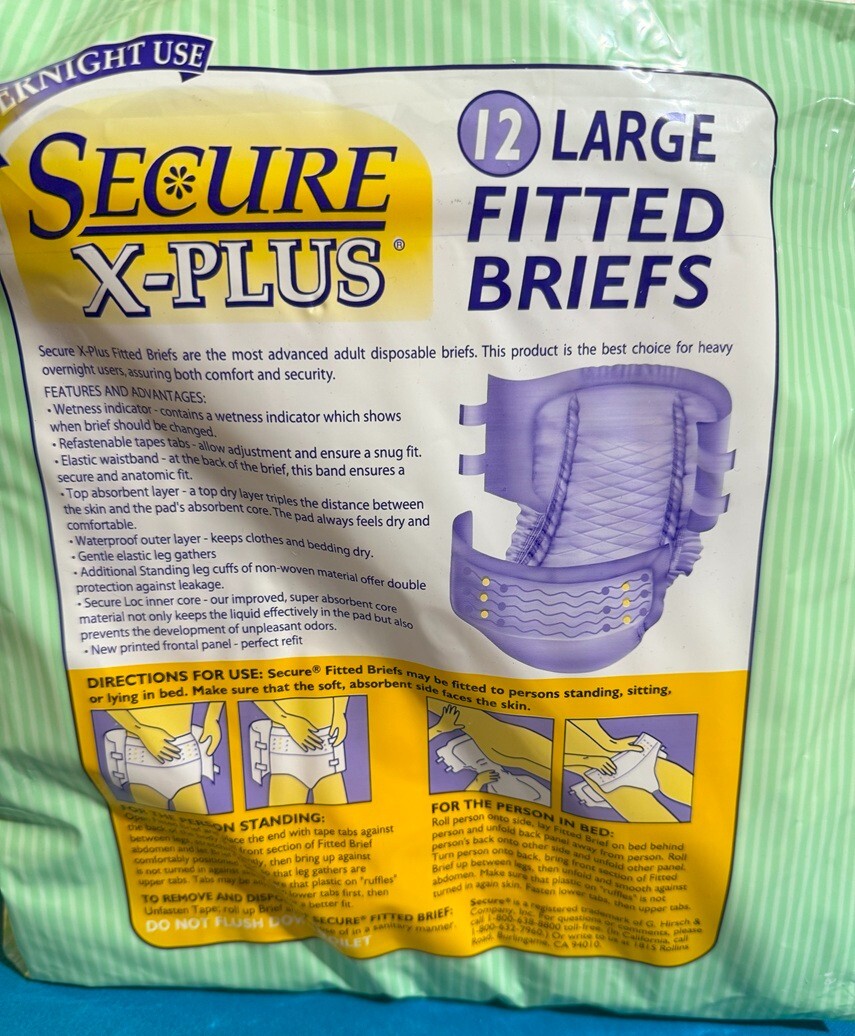 pampers1様 One (1) Secure X-Plus Large Adult Diaper Vintage 2005 PLASTIC