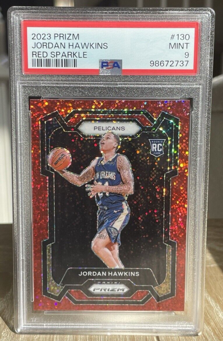 Jordan Hawkins 2023 Prizm Red Sparkle #130 PSA 9 Mint Rookie SP NO Pelicans