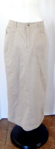 Vtg Eddie Bauer Women’s Khaki Below Knee Cotton Skirt with Pockets Size 12