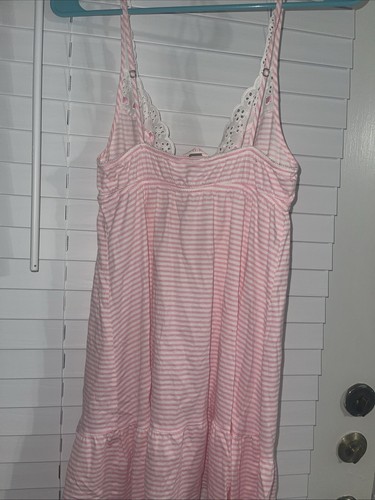Victoria’s Secret Sexy Country Cotton Pink/White Stripe Eyelet Lace Babydoll S - Picture 11 of 21