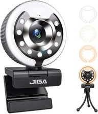 1080P Webcam with Ring Light and Microphone, HD USB Streaming Web Camera Plug an