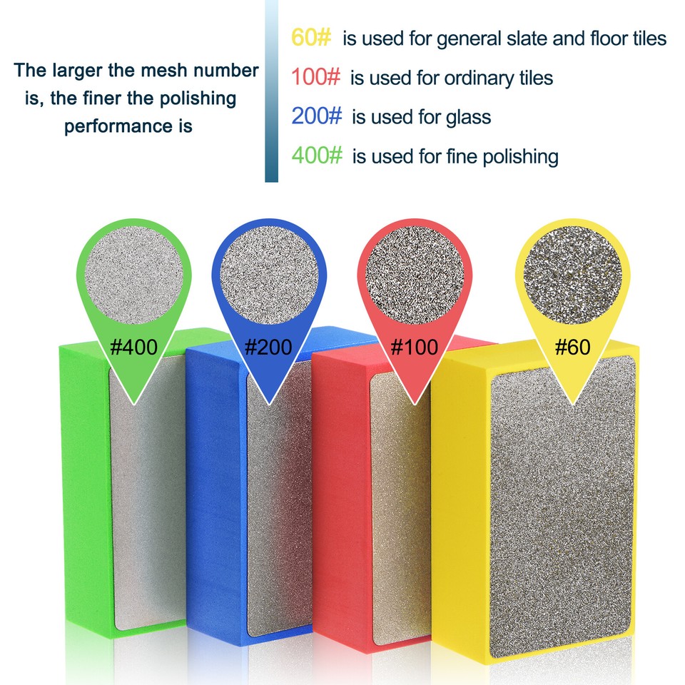 HARFINGTON 8-Piece Diamond Polishing Pad Set - 60/100/200/400 Grit Sanding Blocks For Stone, Tile, Glass & Wood - View #5