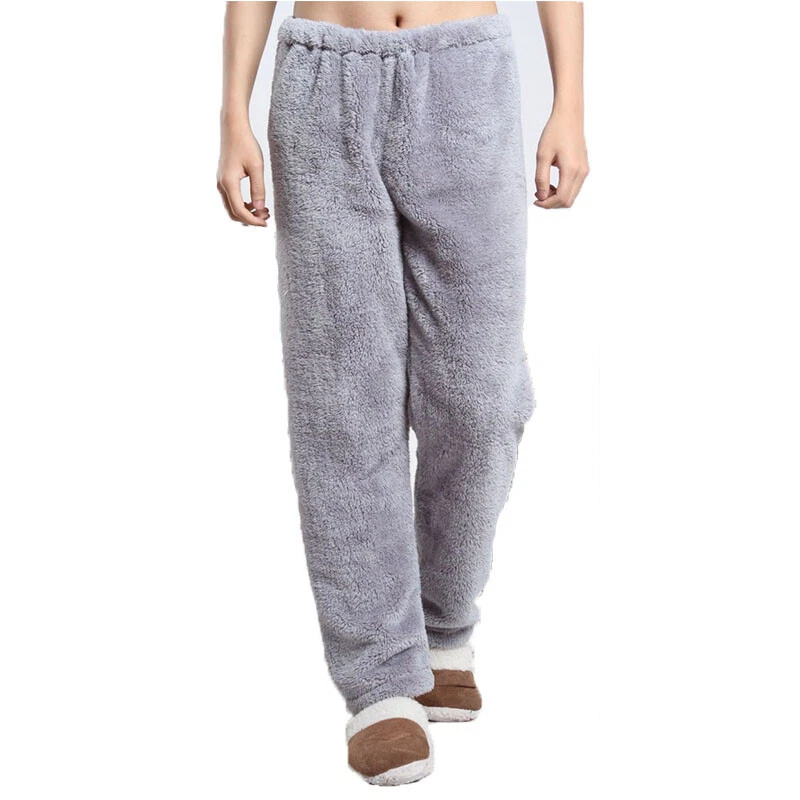 Women Men Fluffy Plush Faux Fur Pajamas Pants Warm Bottoms Sleepwear  Loungewear