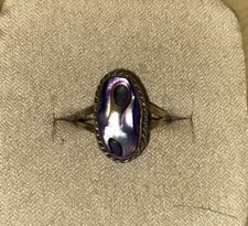 Vtg Sterling Silver Abalone Ring size 8