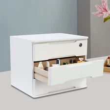 15.35 in White Desktop Organizer Storage Box Desk Drawers Locking Filing Cabinet