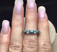 Vintage Sterling Silver 925 Blue Topaz Stone Ring Sz 9.25 Y930