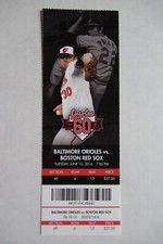 BALTIMORE ORIOLES VS BOSTON RED SOX 6/10/2014 FULL TICKET ~ CHRIS TILLMAN