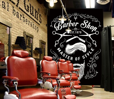 3D Art Barber Shop R1820 Hair Cut Barber Shop Wallpaper Mural Self