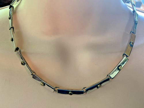 Gargantilla collar de plata esterlina vintage Taxco México cabeza de tornillo y barra 16” 60 g - Imagen 3 de 9