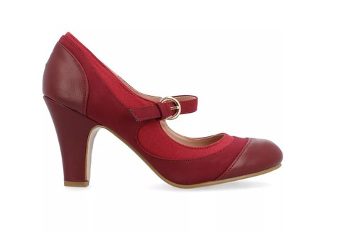 Journee Collection Women's Siri Round Toe Mary Jane Pumps Wine Size 7.5 - 第 2/9 張圖片