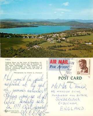 s17123 Lake Caspian, Greensboro, Vermont, USA Postkarte 1971 Briefmarke