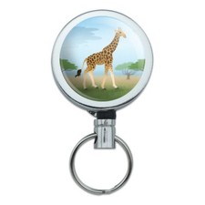 Giraffe in Africa Metal Retractable Belt Clip Reel ID Badge Key Card Tag Holder