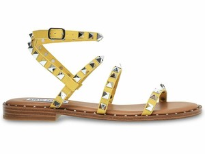 womens yellow flat sandals