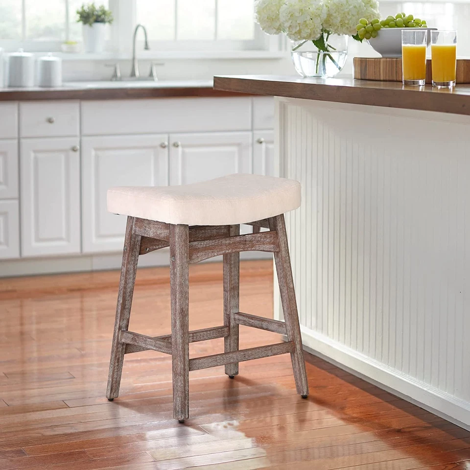 Bar Stools 24"H Saddle Seat Pub Chair Home Kitchen Dining Room - Image 4 of 4