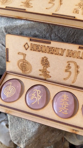 Reiki Set, Usui Reiki Set, Rose Quartz , Reiki Box Set ,Reiki Set,Reiki Symbol - Video 1 of 1