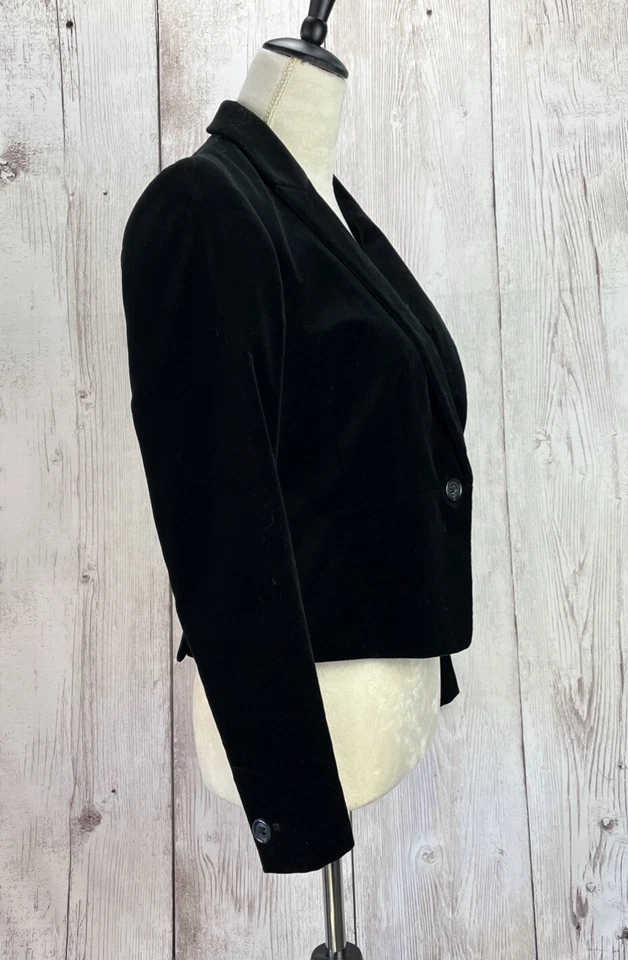 Blazer Banana Republic One Button para mujer 4 Petite negro terciopelo *Nunca usado* Foto 3 de 4