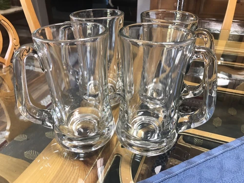 Set of 4 Clear Libbey Beer Mugs/Steins 12 ounce, 6" tall
