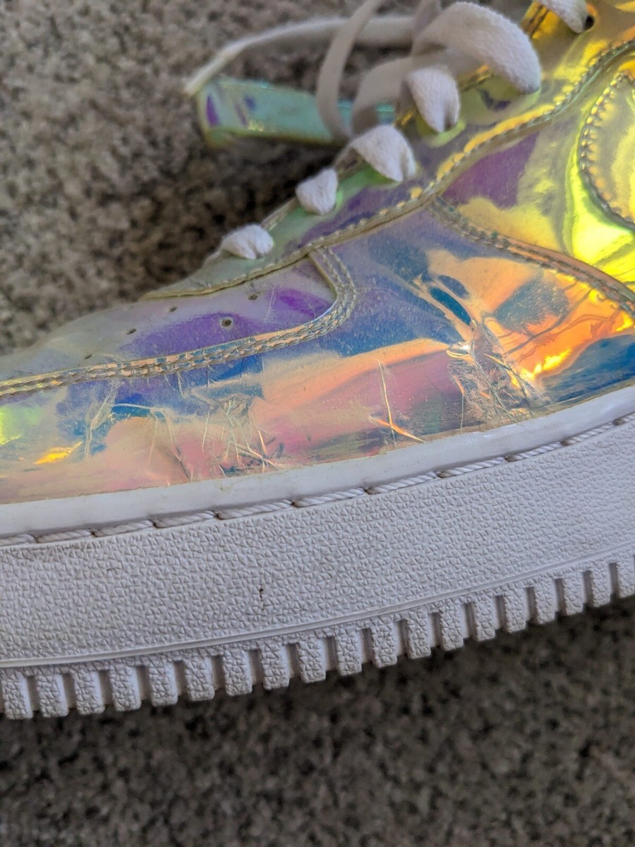 PRE-OWNED NIKE AIR FORCE 1 HIGH BY YOU ID IRIDESCENT WHITE PRE-OWNED NIKE AIR FORCE 1 HIGH BY YOU ID IRIDESCENT WHITE