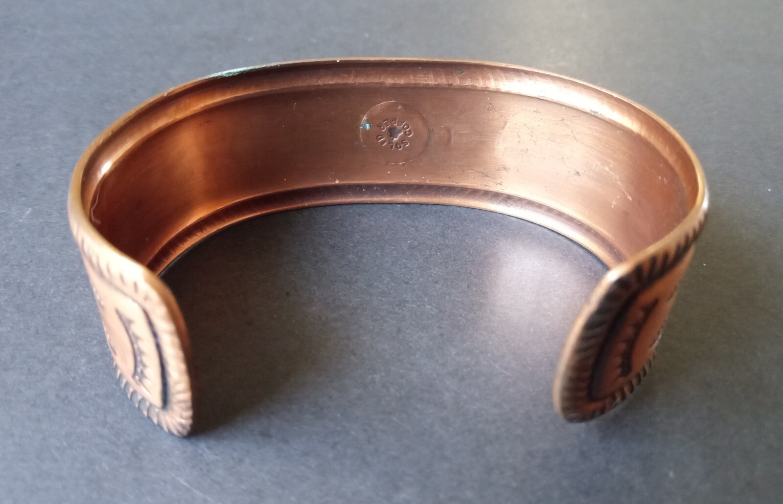 Bell Company Solid Copper Signed Cuff Bracelet - image 4