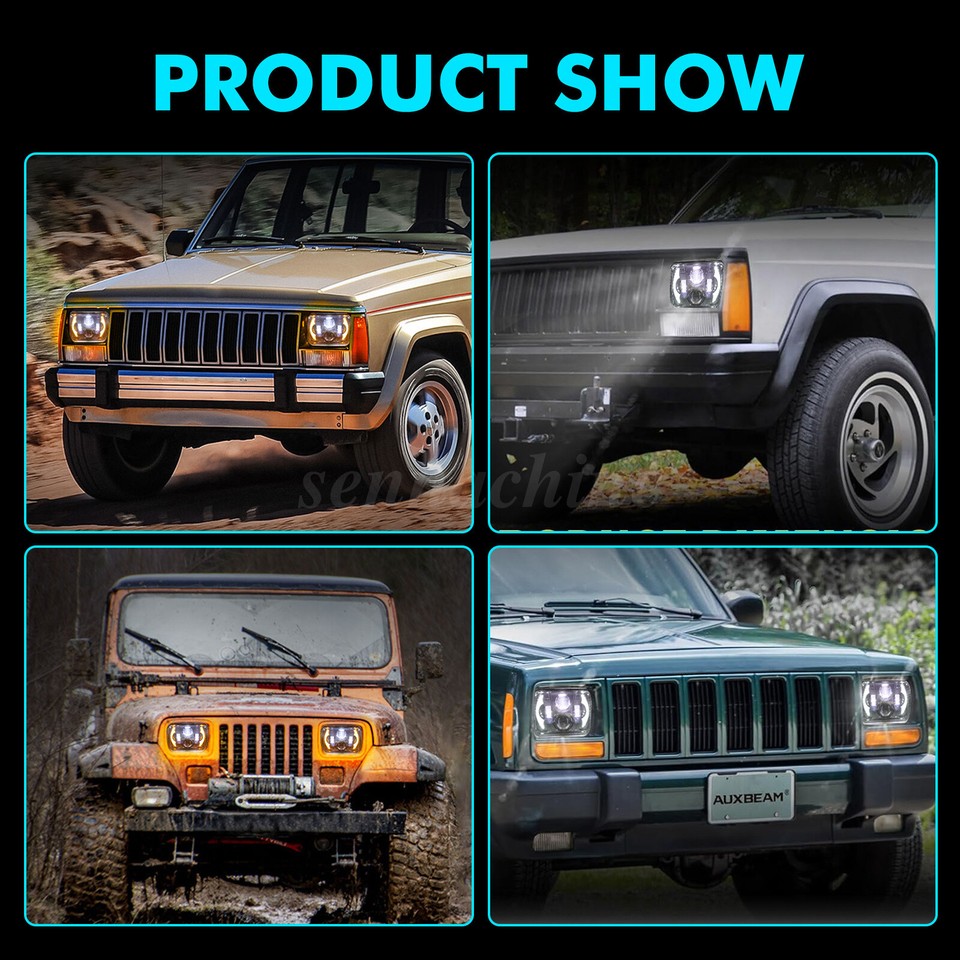 Black 5x7 Pair LED Headlights 1986-1995 Jeep Wrangler YJ 1984-2001 Cherokee XJ E - Foto 12