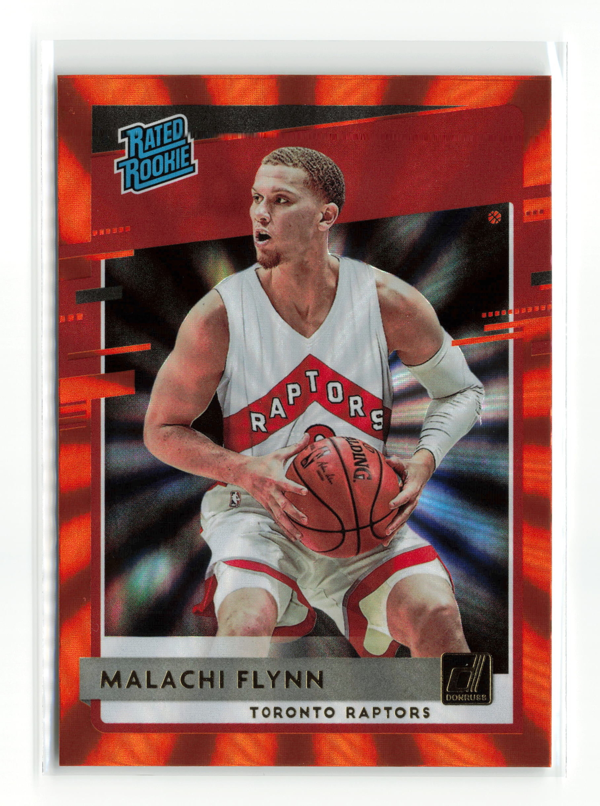 MALACHI FLYNN #215 2020-21 PANINI DONRUSS RAPTORS ROOKIE RC ORANGE LASER