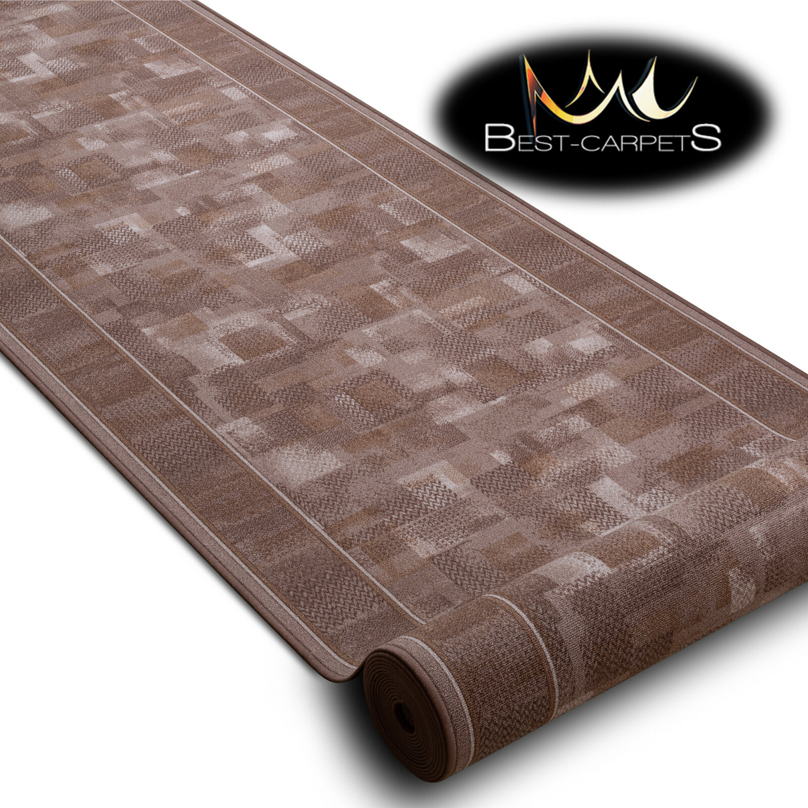 Alfombras modernas HALL Runner ""TRIBU"" marrones ANTIdeslizantes ancho 67-100 cm extra largo