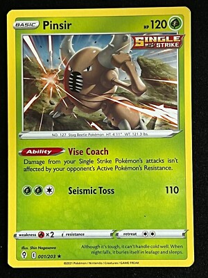 Pokemon TCG Card Evolving Skies Pinsir 001/203 Rare Single Strike | eBay Pokemon TCG Card Evolving Skies Pinsir 001/203 Rare Single Strike | eBay