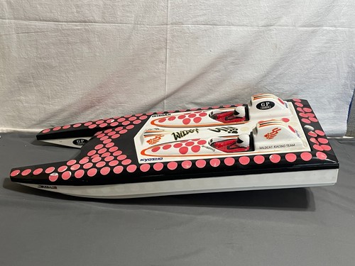 RARE 25" Vintage KYOSHO WILD CAT SS Wave Master r/c Speed Boat racing CATAMARAN - Photo 7/17