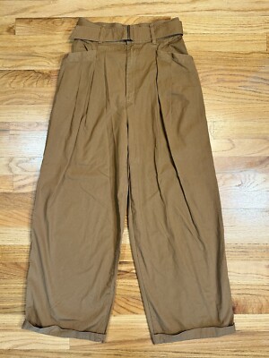 Uniqlo Brown Women's Size Trousers Belted Pleated 100