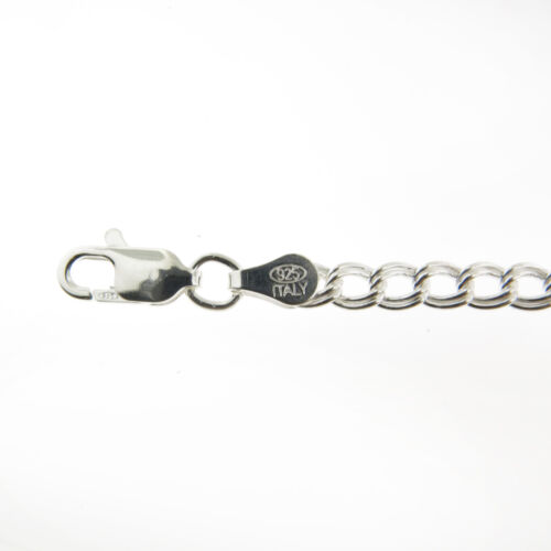 Sterling Silver Baby Children Charm Bracelet PARALLELO Double Link 925 Italy 4mm - Picture 3 of 3
