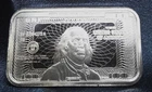 1oz Benjamin Franklin .999 Silver Bar Privately Minted