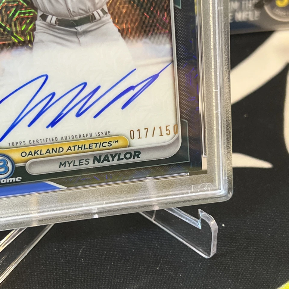 2024 BOWMAN CHROME PROSPECT MEGA BOX AUTO #MN MYLES NAYLOR 17/150 PSA 9 A’s 💥 - Image 3 of 3