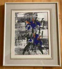 Vintage Limited-Edition Serigraph~Margo von Phul~Framed Glass~Abstract Flower