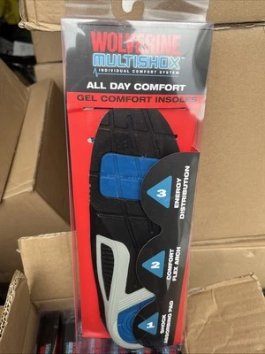 Wolverine Multishox Comfort Gel Insoles Shoe Boot Cushioning UK Size 8 New Boxed