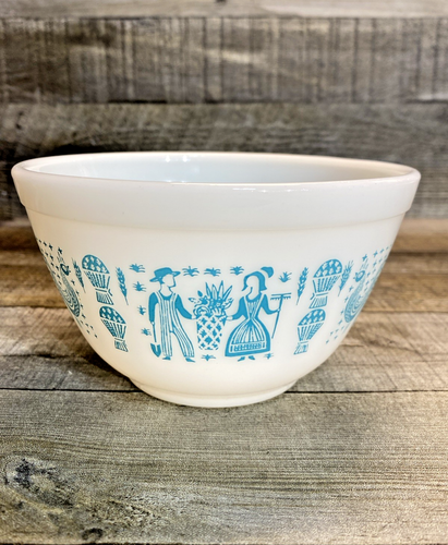 Pyrex Amish Butterprint Rührschüssel #401 Vintage Türkis & Weiß 1 1/2 Pt