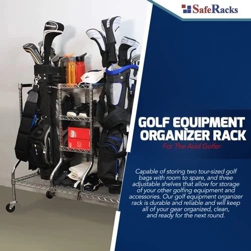 SafeRacks Golf Equipment Organizer Rack, Garage Storage Rack, Steel Wire - WHITE - Image 4 of 4