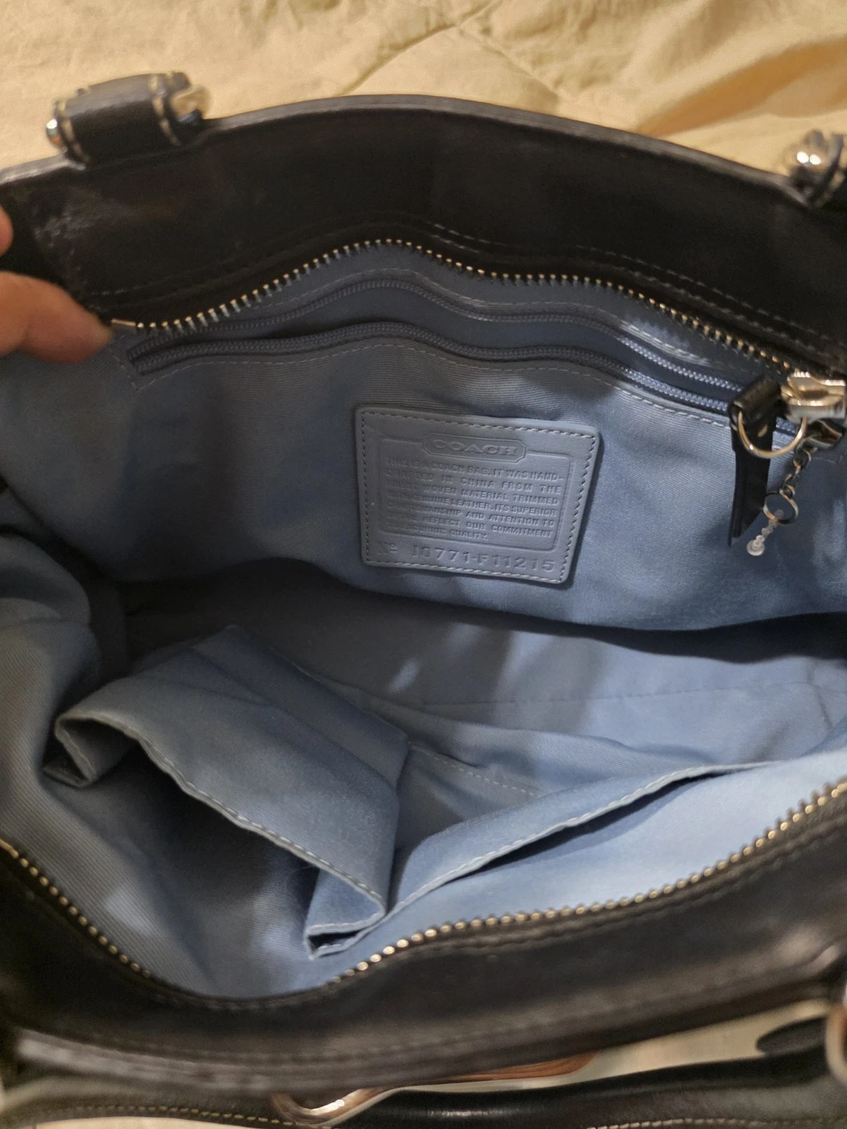 Borsa Coach Hamptons in tweed a spina di pesce