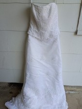 David Bridal Michaelangelo T8064 Size 6 White Wedding Dress Beaded, Lace 
