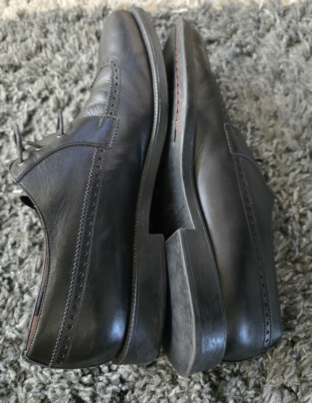 A. TESTONI Solid Black Leather Oxford Wingtip Dre… - image 6