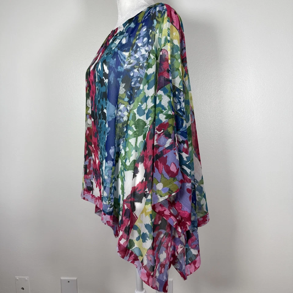 Chico's Allusice Floral Poncho Polyester Cape Sheer Lightweight Size S/M NWT - Image 3 of 4