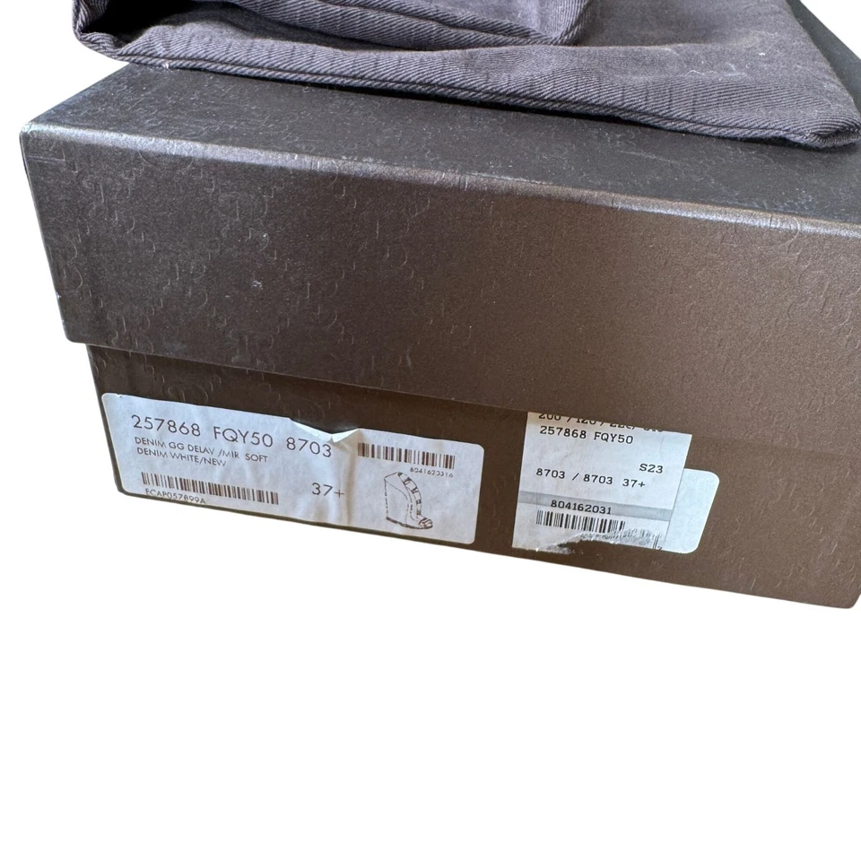 Gucci GG Logo Denim Alpargata Horsebit Cuña Tacones Talla 37.5 Foto 3 de 4