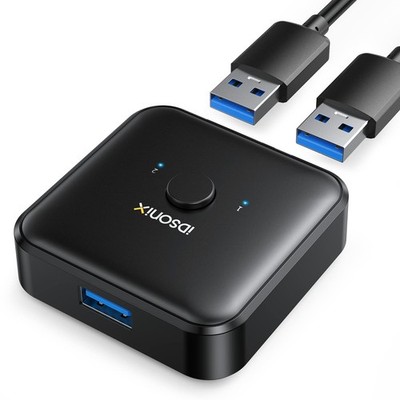 iDsonix USB 3.0 Switch 2 PC Bi Direktional USB Umschalter 2 in 1 out (1 in 2