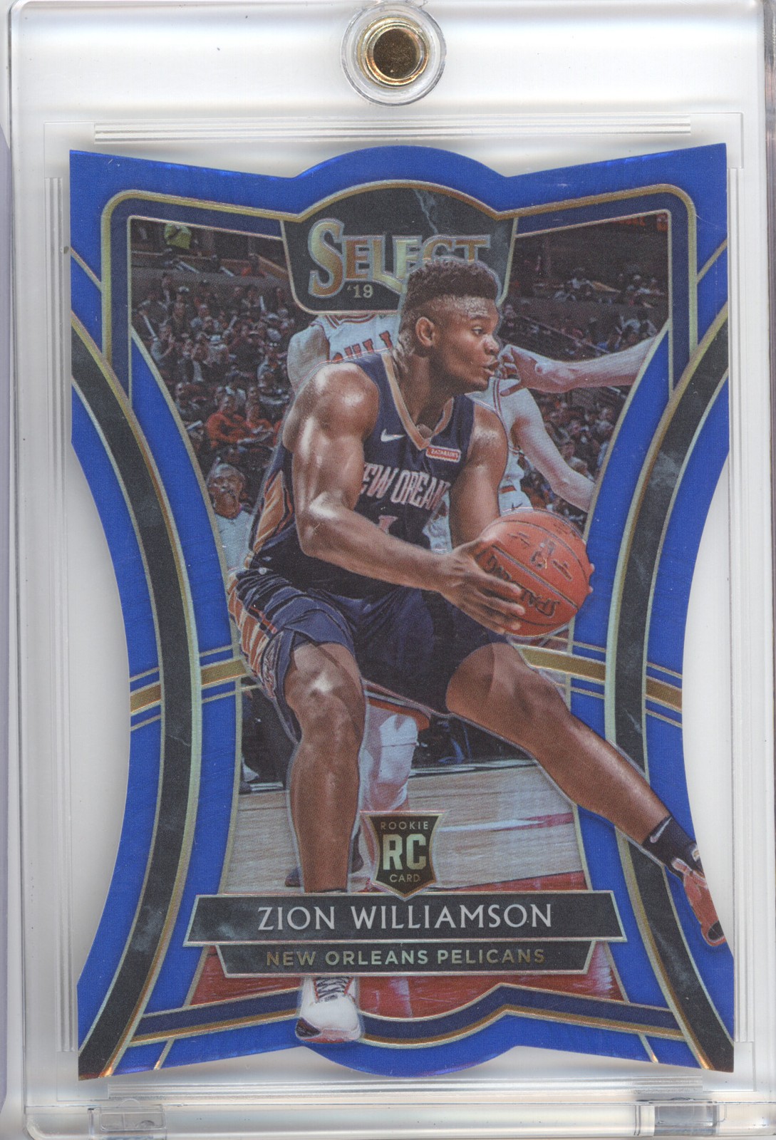 2019-20 Panini Select #199 Zion Williamson Blue Prizms Die Cut #/249