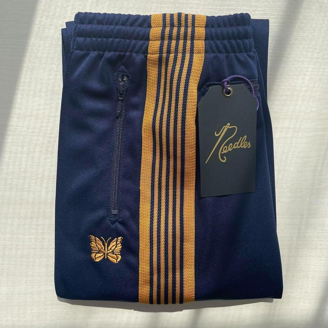 パンツ Needles Track Pant straight NEEDLES Track Pants Straight Navy x Orange lines MR444 Size-XS New