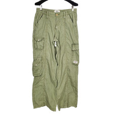 BDG Jeans Baggy Cargo Pants Women's M Green Cotton Elastic-Waist Retro Y2K