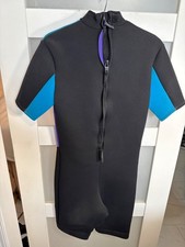 Youth Short Sleeve Neoprene Wetsuit Black/Blue/Purple Front/Back Design 53-1