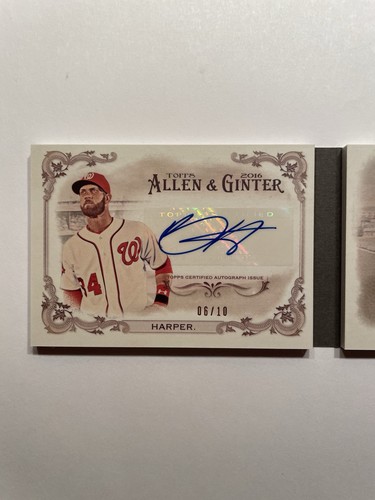 2016 Topps Allen & Ginter -Bryce Harper - Auto Sick Patch Booklet 06/10 - RARE! - Picture 3 of 5