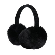 Kids Fluffy Ear Muffs Foldable Winter Faux Fur Earmuffs Adjustable Ear Black
