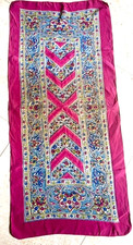 True Vintage 1940's UNISEX Raspberry Paisley Print Rayon Scarf 19 x 21